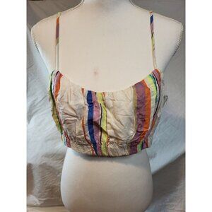 Lemlem H&M M‎ Striped Linen Cropped Top Halter Tops Womens Beach Tops